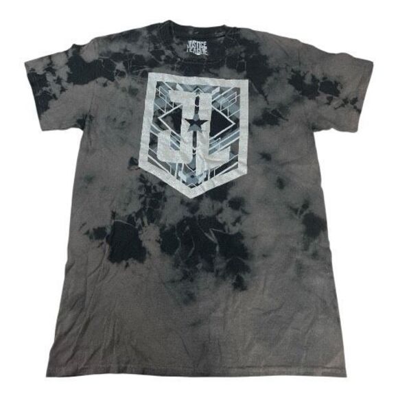 Justice League Men T-Shirt Medium Gray Tie Dye Justice League Shield Logo Cotton - Picture 2 of 6